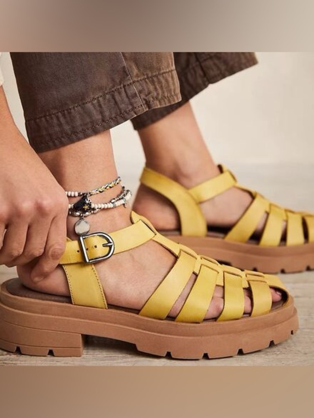 Free People Delaney Fisherman Leather Platform